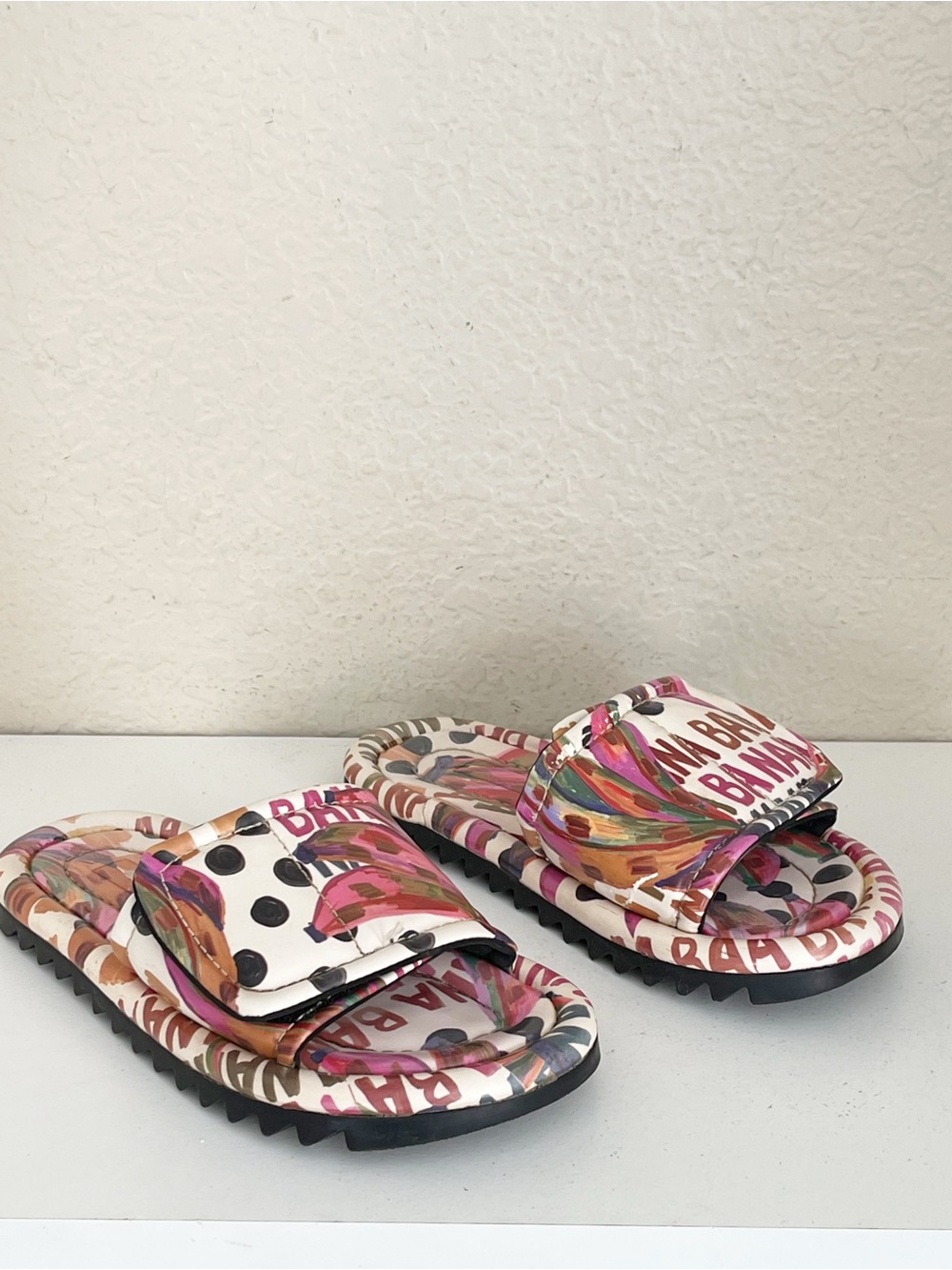FARM Rio Bananatic Puffy Colorful Floral & Polka Dot Slide Sandals - Picture 9 of 12